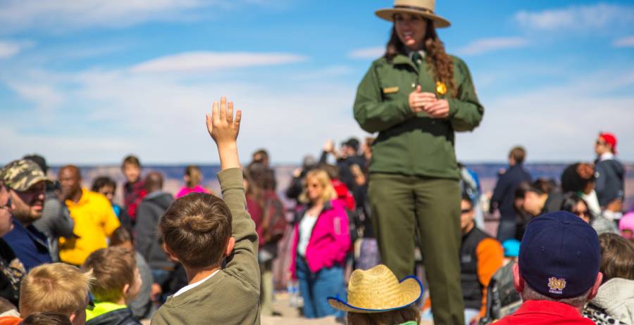 interpretive-park-ranger-educating-guests Interpretive Park Ranger Educating Guests