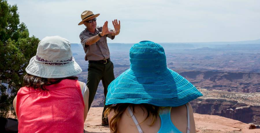 national-park-ranger-giving-interpretive-speech National Park Ranger Giving Interpretive Speech
